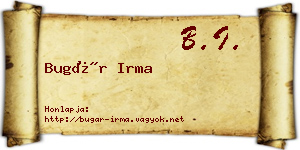 Bugár Irma névjegykártya