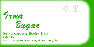 irma bugar business card